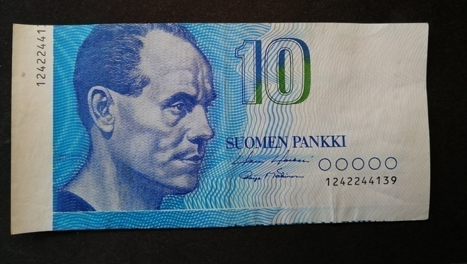 Paavo Nurmi 10 mk setelin virhepaino