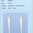 USB C - USB C - valkoinen punottu PD 100W kaapeli /1m #28326 - pikkukuva 2