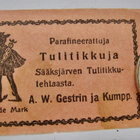 VANHA Tulitikku Etiketti Gestrin Sääksjärvi 1900-l - pikkukuva 1