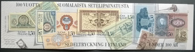 Suomalaista setelipainatusta -vihko, nro V7, postituore 1985