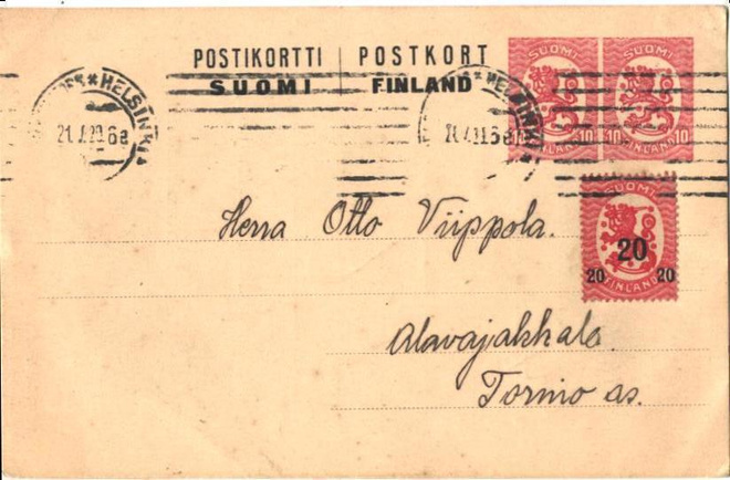 POSTILÄHETYS EHIÖ HELSINKI-ALAVOJAKKALA
