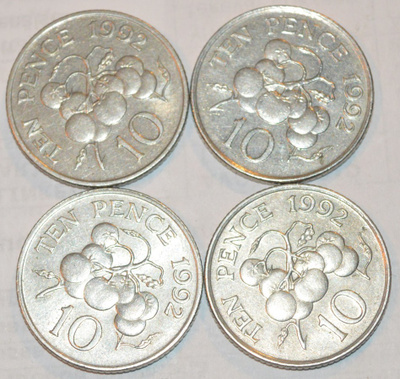 10 pence kolikkoja Guernseyn saarilta -Bailiwick of Guernsey