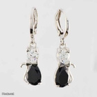 + 394 ..18k Valkokulta Duble Zircon Upeat Cat .. Korvakorut - pikkukuva 1