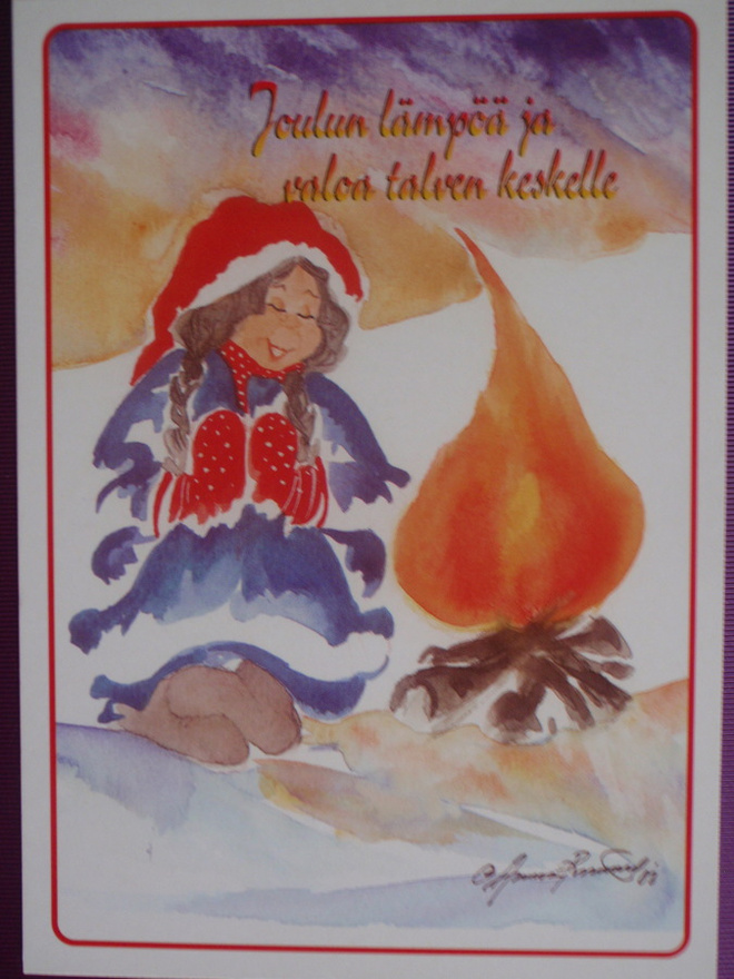 Anna Rinne tonttutyttö nuotion äärellä