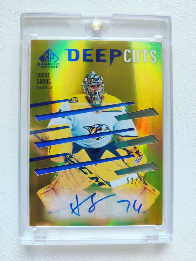 Juuse Saros - 23-24 SP Game-Used Deep Cuts Auto /75