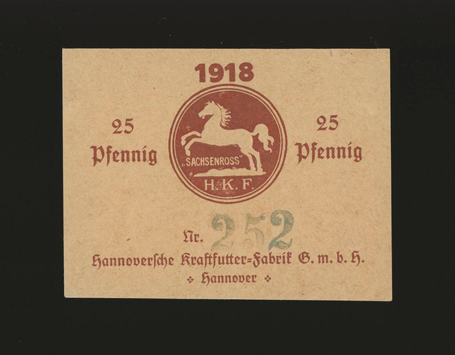 Saksa Notgeld 25 Pfennig, Hannover 1918