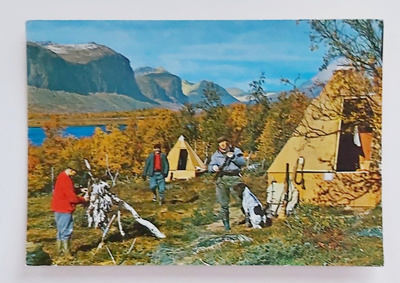 "Turistimajoja..syysjahtia Pohjois-Ruotsissa"-POSTIKORTTI