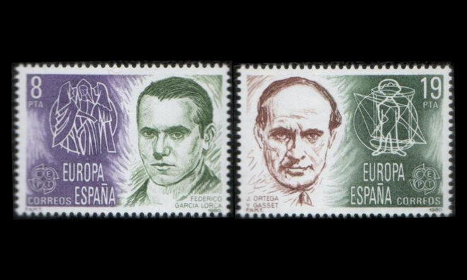 Espanja 2460-1 ** Europa merkkihenkilöitä (1980)