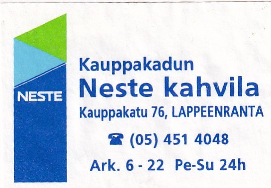 Lappeenranta.  Kauppakadun NESTE  Kahvila  7/8