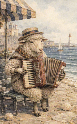 Lammas soittaa haitaria