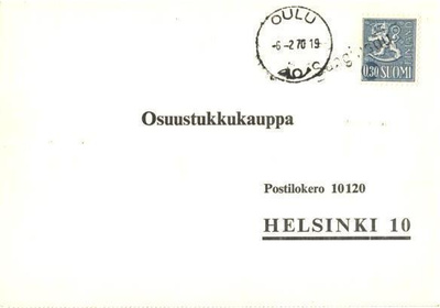 FIRMAKORTTI OULU +RIVIL. SANGINSUU POHJOLAN PAPERI