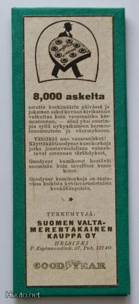 *** Vanha Goodyear-kumikorkomainos magneettina * 20-luku ***