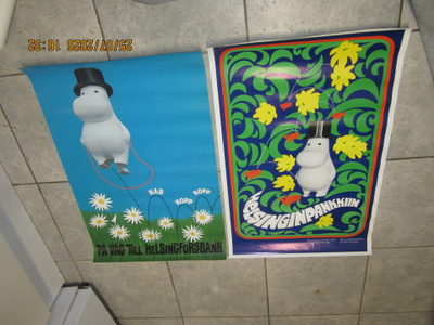 Erittäin harvinaiset HOP Muumi-mainosjulisteet v 1974