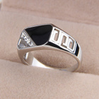 74 .. Stainless Steel Black Vintage Enamel .. Sormus - pikkukuva 2