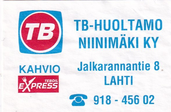 Lahti, TB - huoltamo Niinimäki Ky  1/11