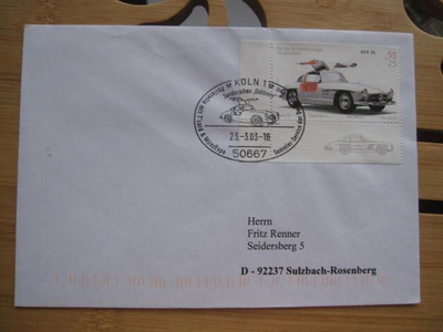 Saksa, mercedes Benz 300 SL postimerkki ja erikoisleima 2018