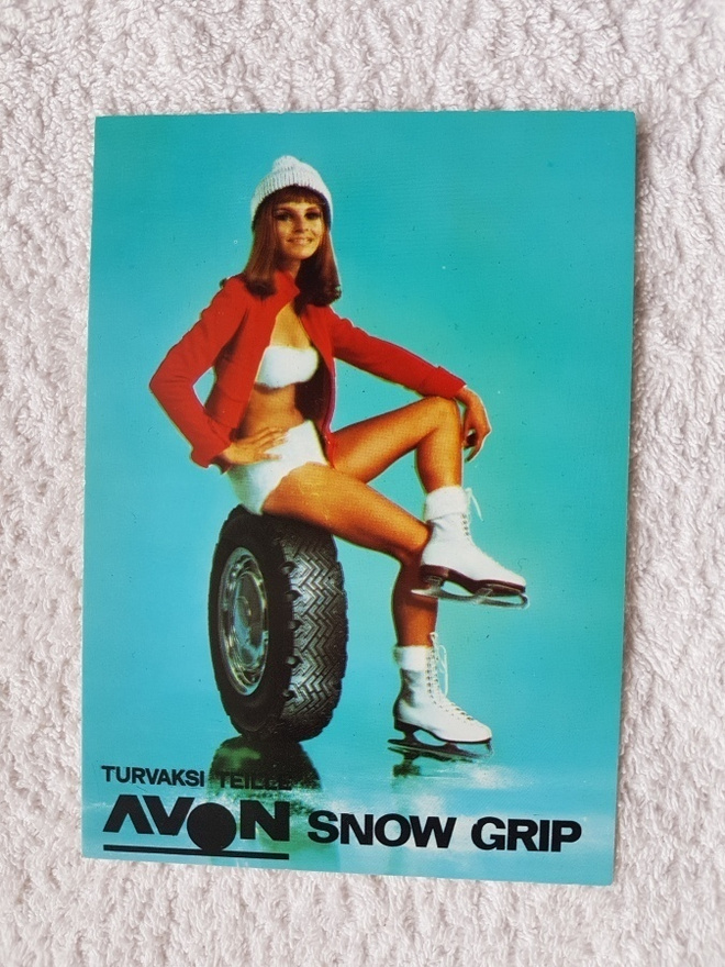 Avon snow grip talvirenkaat vintage postikortti*