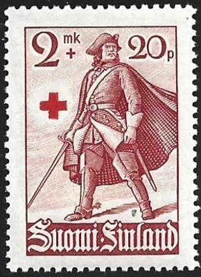 1940 Punainen Risti Karoliini 2 mk + 20 p **  LaPe 224