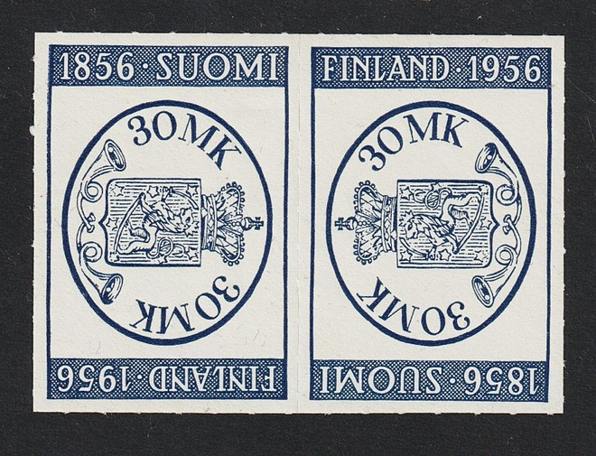 1956 Suomen Postimerkki 100v päikköpari leimaamattomana
