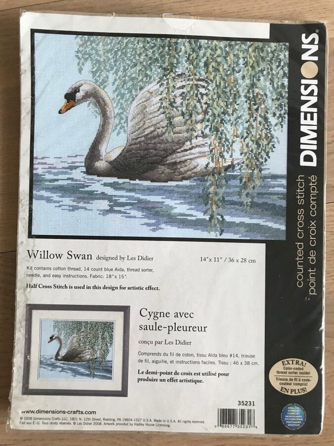 Ristipistopakkaus / ristipistotyö Willow Swan Dimensions