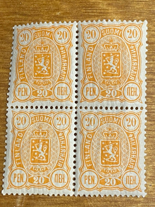 VAAKUNAMERKKI 1889 20 PENNIÄ L30B NELIÖ**