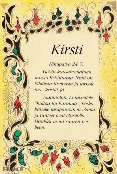 Kirsti nimipäiväkortti -91