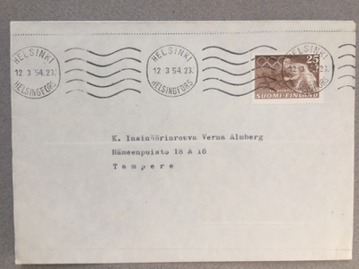 Postilähetys Olympiamerkki 1954
