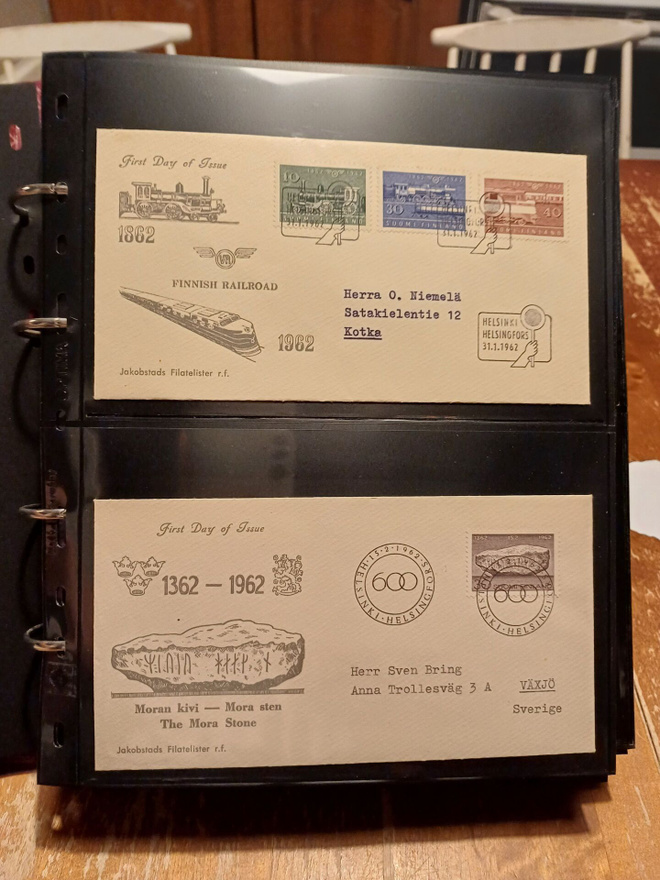 1962-1972 121kpl ensipäiväkuoria siistissä kansiossa.