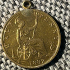 KULLAN VÄRINEN KOLIKKO HALF PENNY 1887 - pikkukuva 2