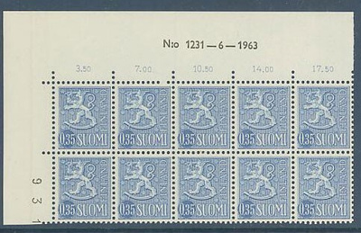 M63 1963 35p sininen xTe nro-10lö 1231 ++