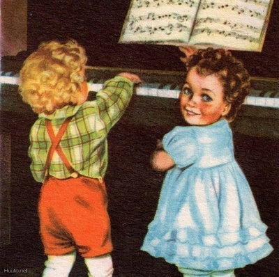 MUSIIKKI / Lapset harjoittelemassa pianon soittoa.