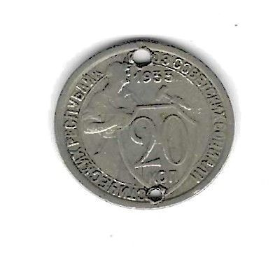 1933 20 KOPEEKAN KOLIKKO NEUVOSTOLIITTO 2 REIKÄÄ PORATTU