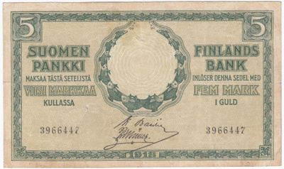 5 Markka 1918, 7 numerolla, kl.3