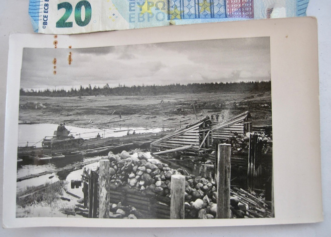 VANHA Sota Valokuva Panssarivaunu Ponttoonisilta ym 1941