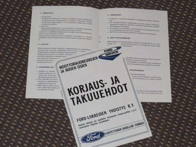 1975 Ford Korjaus- ja Takuuehdot - KUIN UUSI - 8 sivua