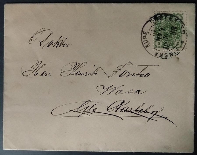 PV4 -leima Vilppulasta painotuotteella Vaasaan 1888