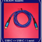 Uslion USB C - USB C -datakaapeli/ latauskaapeli / 1m #29900 - pikkukuva 1