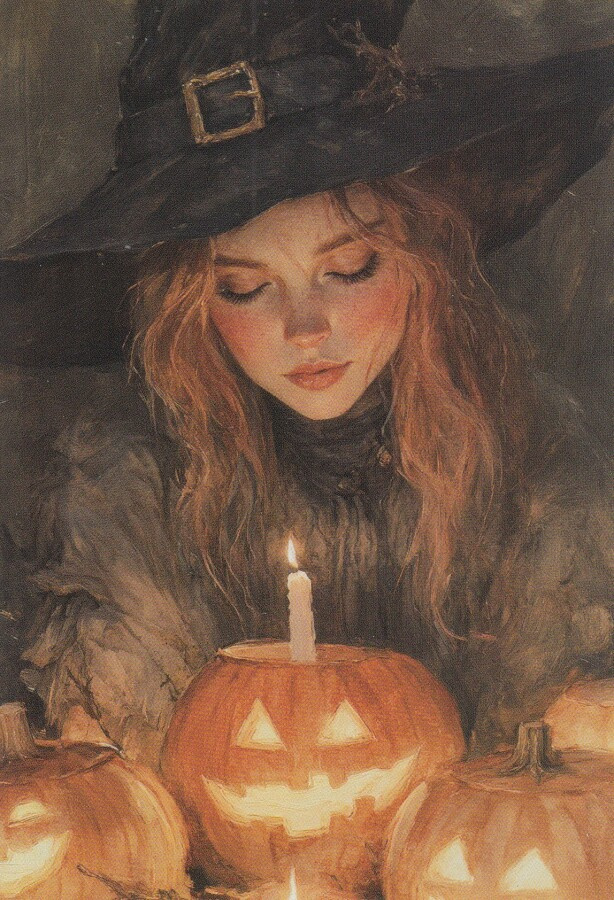 Halloween noita, kynttilä kurpitsan sisällä