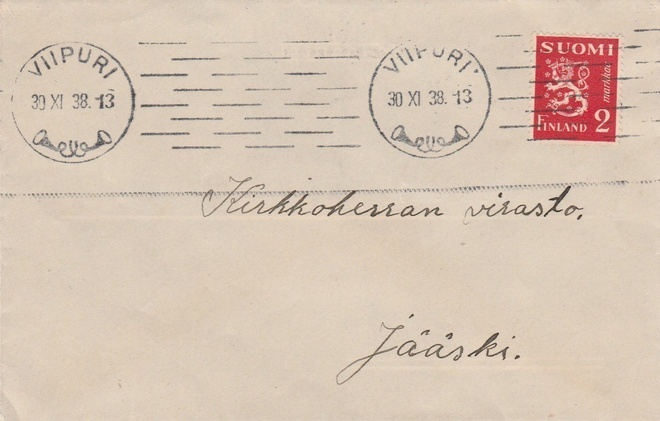 KIRJE 1938,   Viipuri 30.11.1938 Jääskiin