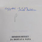 Matti Rantanen : Ihmissuhteet ja hoitava sana (signeeratt... - pikkukuva 3