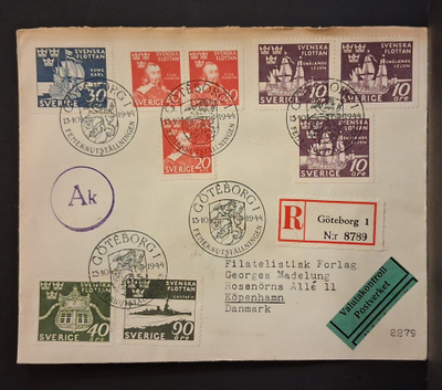 Ruotsi - Fa-353-357 sarja FDC - 1944