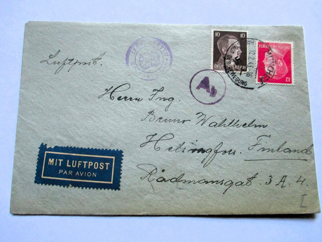 1943 Saksa sens lentopostilkuori Hkiin