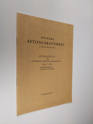 Holger Wikström : Svenska aftonläroverket i Helsingfors :...