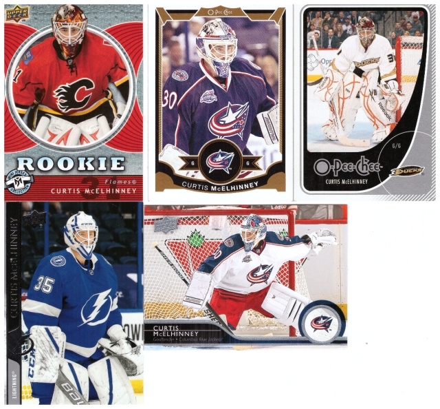 5 x Maalivahti CURTIS McELHINNEY Blue Jackets, Ducks, Flame,