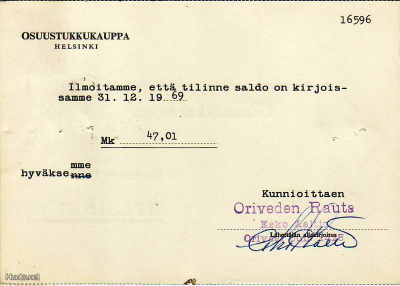 FIRMAKORTTI ORIVESI ORIVEDEN RAUTA