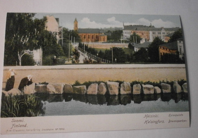 Helsinki, Kaivopuistoa, maisema ja pyykkärit, väripk, ei p.