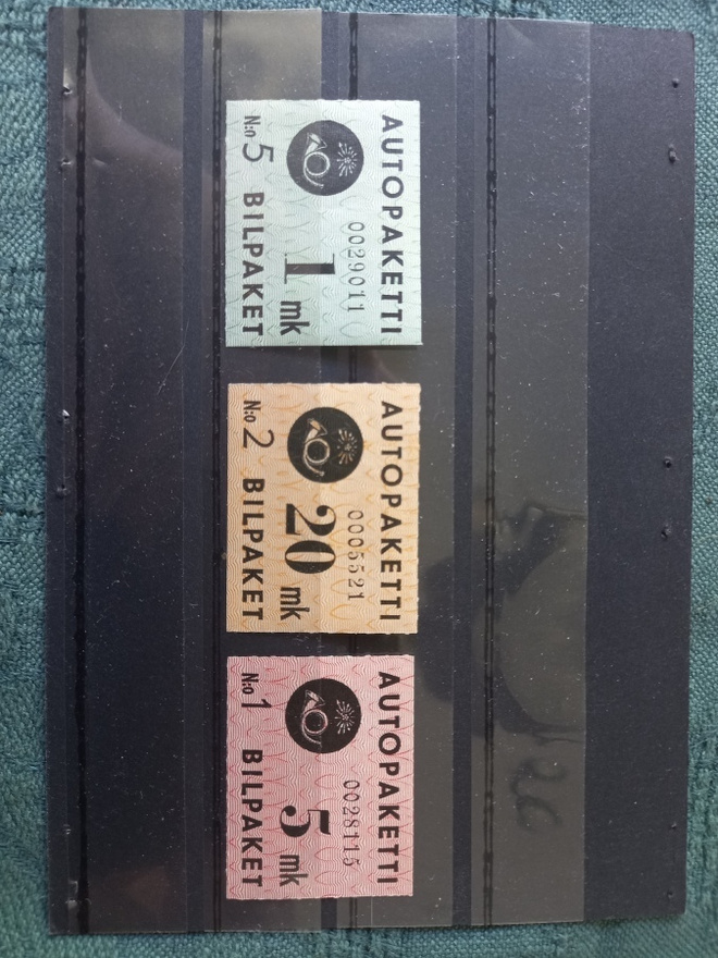 Autopakettimerkkejä 1949-50 3 kpl