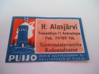 TT Etiketti Puijo H.Alasjärvi Toinenlinja 11