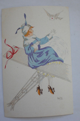 VANHA Postikortti Lentokone Sign MiKi Art Deco UPEA n. 1920