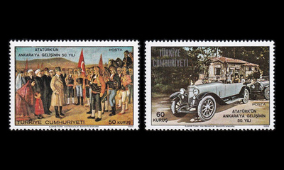 Turkki 2156-7 ** Atatürkin Ankaraan saapuminen 50v (1969)